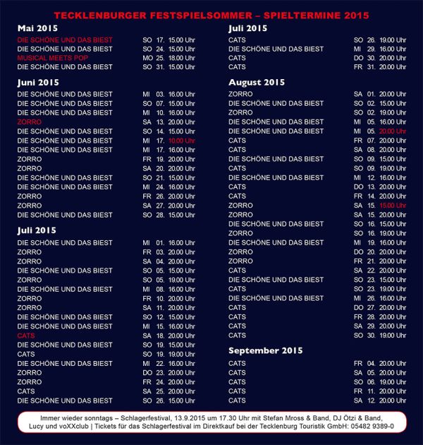 spielplan_2015-554d6288 FreilichtSpiele best&auml;tigen ZORRO, CATS und DIE SCH&Ouml;NE UND DAS BIEST f&uuml;r 2015 &ndash; musicalradio.de | Musicals kostenlos im Radio