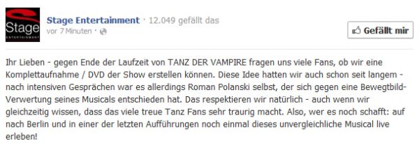 antwort-stage-b28de545 Roman Polanski verweigert DVD-Aufnahme von "Tanz der Vampire" &ndash; musicalradio.de | Musicals kostenlos im Radio